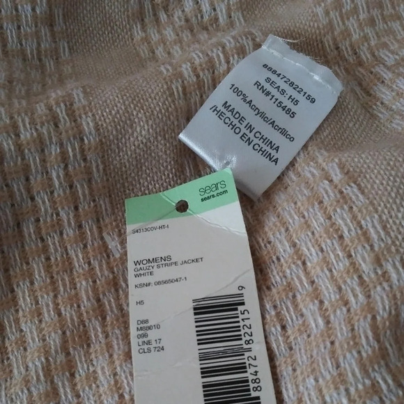 Womans gauzy stripe poncho jacket ligh orange and white - Picture 6 of 16